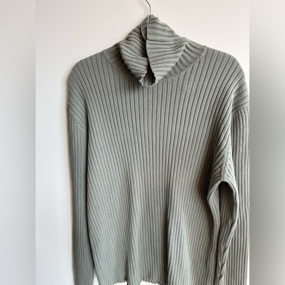 J.CREW Vintage Cotton Sage Ribbed Turtleneck Sweater  Large - Picture 4 of 7
